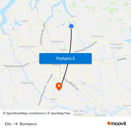 Ello to Bornasco map