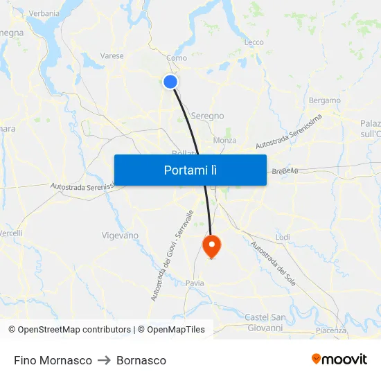 Fino Mornasco to Bornasco map