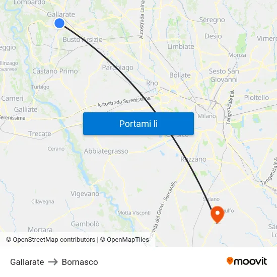 Gallarate to Bornasco map