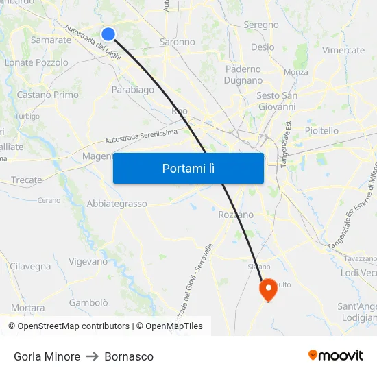 Gorla Minore to Bornasco map