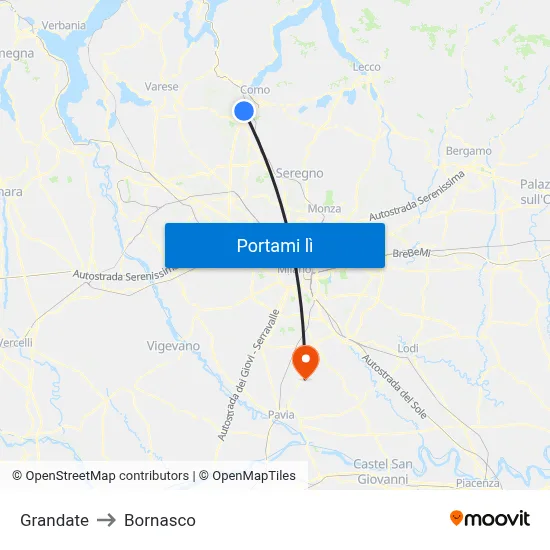 Grandate to Bornasco map