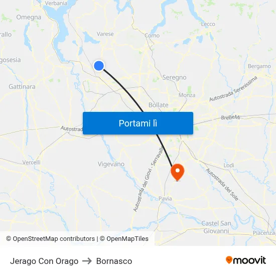 Jerago Con Orago to Bornasco map