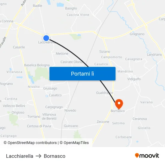 Lacchiarella to Bornasco map