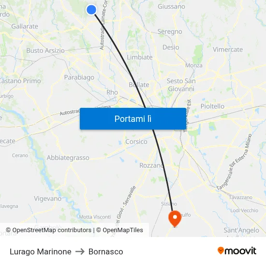 Lurago Marinone to Bornasco map