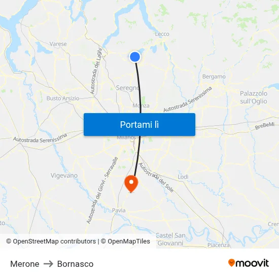 Merone to Bornasco map