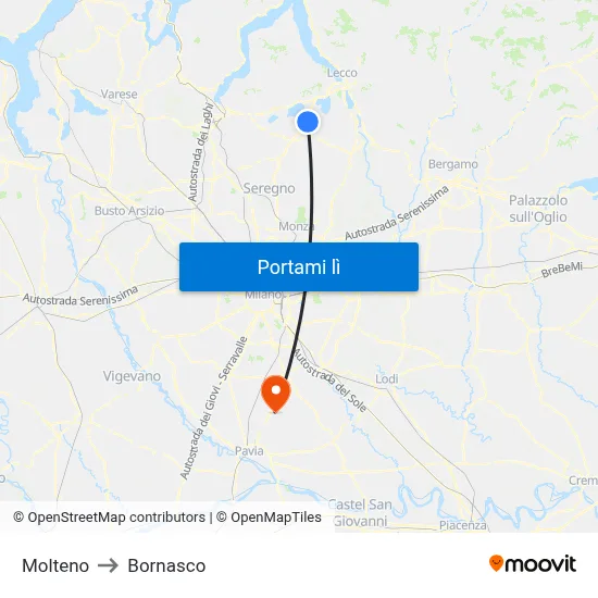 Molteno to Bornasco map