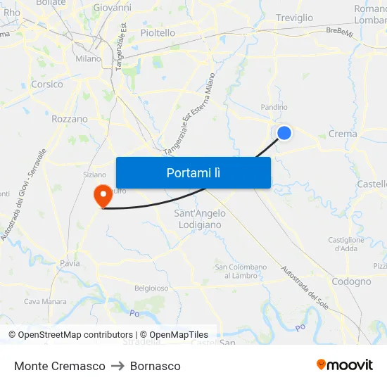 Monte Cremasco to Bornasco map