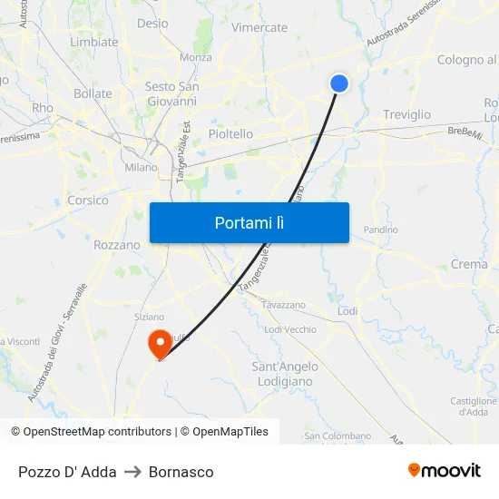 Pozzo D' Adda to Bornasco map