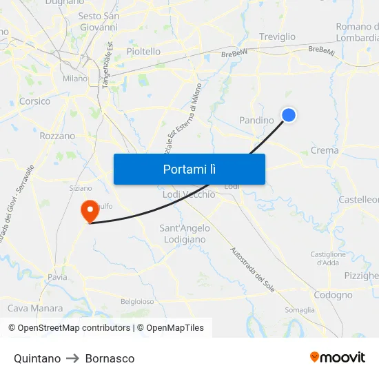 Quintano to Bornasco map