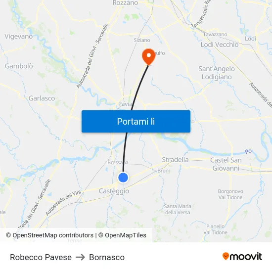 Robecco Pavese to Bornasco map
