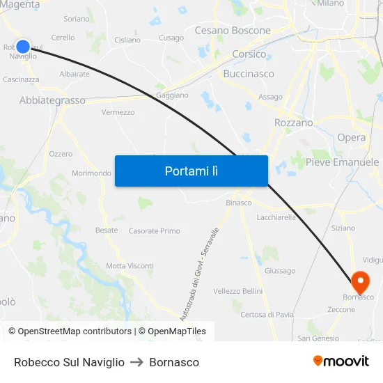 Robecco Sul Naviglio to Bornasco map