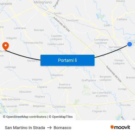 San Martino In Strada to Bornasco map