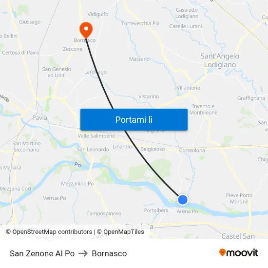 San Zenone Al Po to Bornasco map