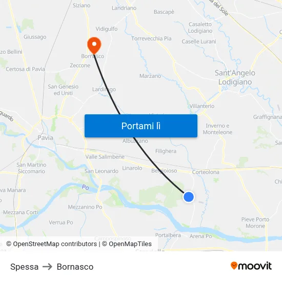 Spessa to Bornasco map