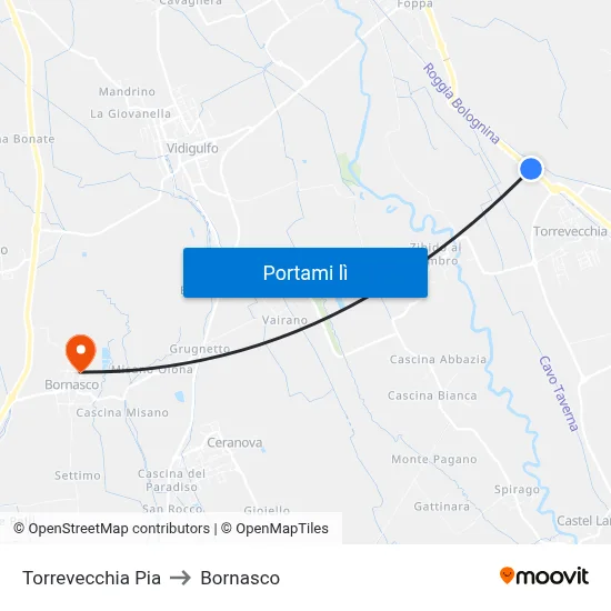 Torrevecchia Pia to Bornasco map