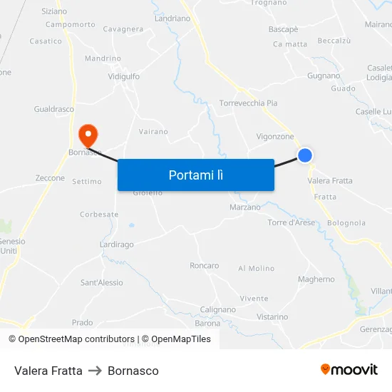 Valera Fratta to Bornasco map