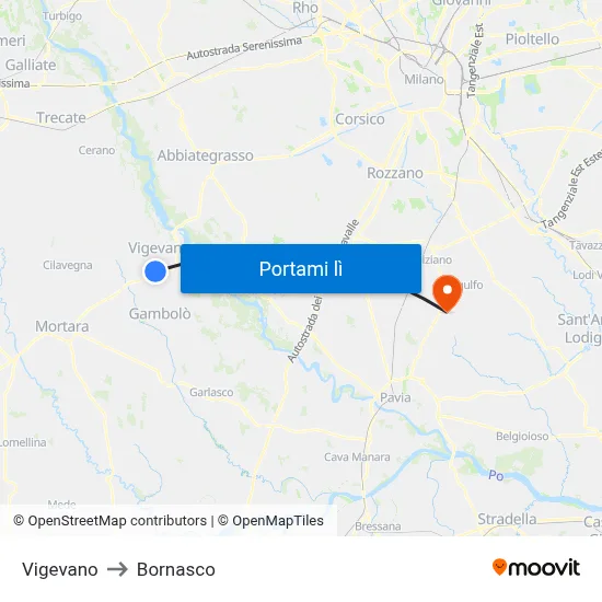 Vigevano to Bornasco map