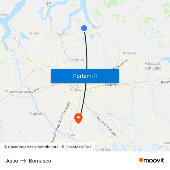 Asso to Bornasco map