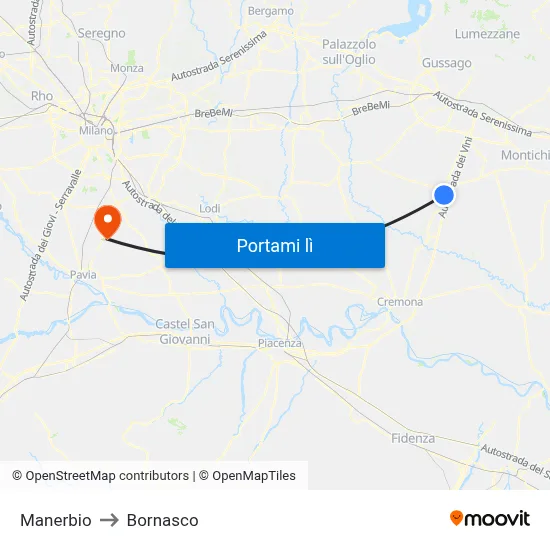 Manerbio to Bornasco map