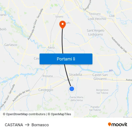 CASTANA to Bornasco map