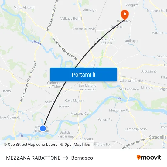 MEZZANA RABATTONE to Bornasco map
