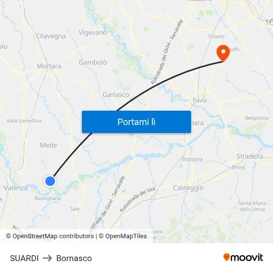 SUARDI to Bornasco map