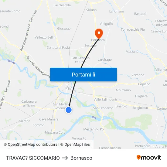 TRAVAC? SICCOMARIO to Bornasco map