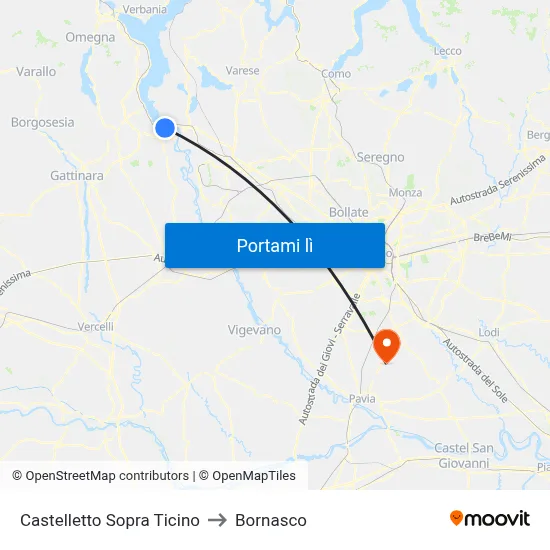 Castelletto Sopra Ticino to Bornasco map