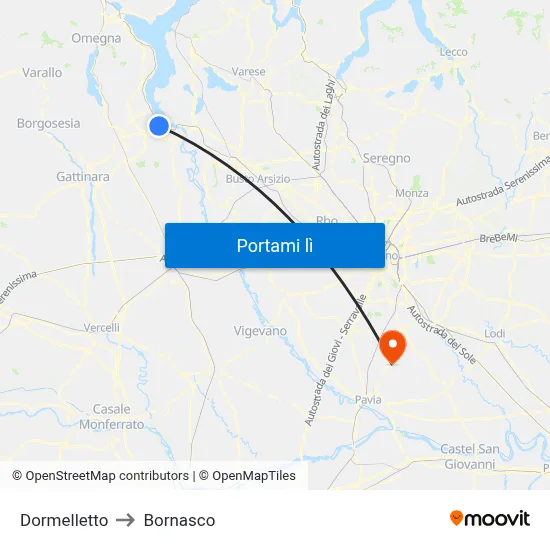 Dormelletto to Bornasco map