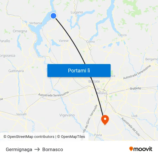 Germignaga to Bornasco map