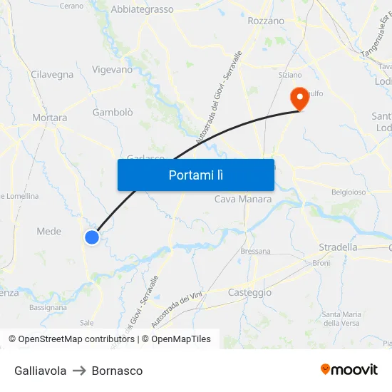 Galliavola to Bornasco map