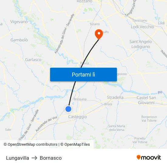 Lungavilla to Bornasco map