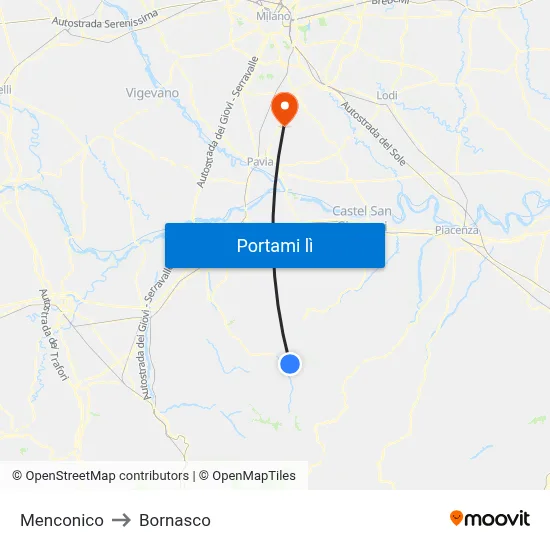 Menconico to Bornasco map