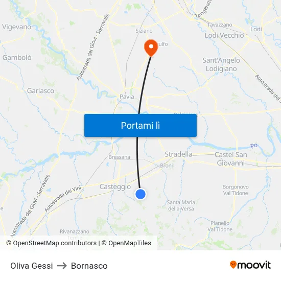 Oliva Gessi to Bornasco map