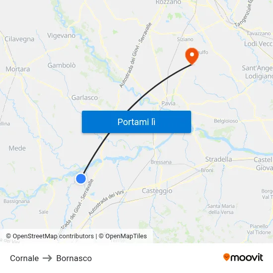 Cornale to Bornasco map