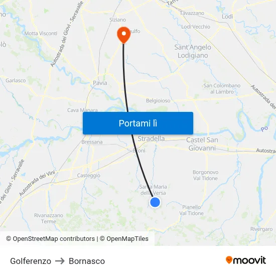 Golferenzo to Bornasco map