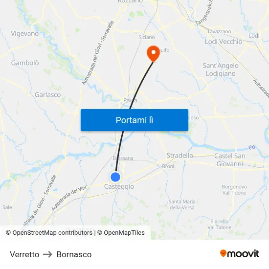 Verretto to Bornasco map