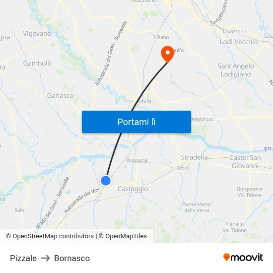 Pizzale to Bornasco map