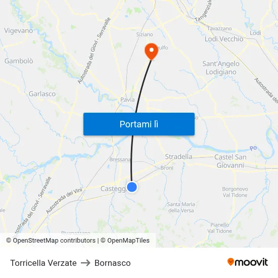 Torricella Verzate to Bornasco map