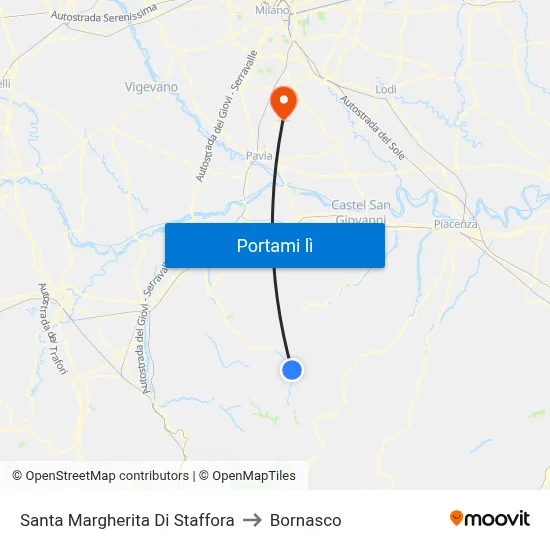 Santa Margherita Di Staffora to Bornasco map