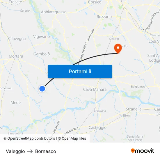 Valeggio to Bornasco map