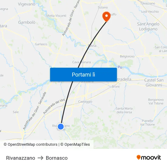 Rivanazzano to Bornasco map