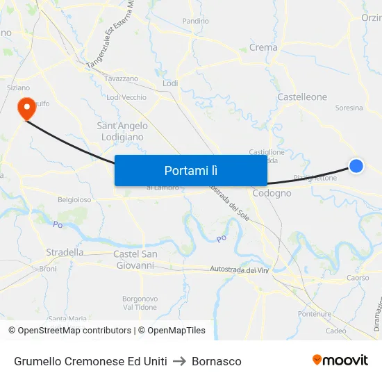 Grumello Cremonese Ed Uniti to Bornasco map