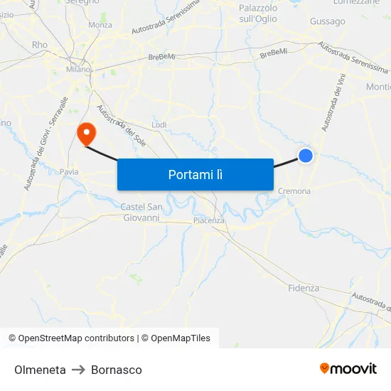 Olmeneta to Bornasco map