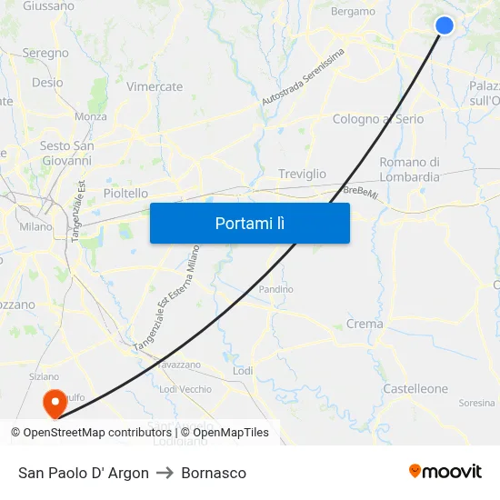 San Paolo D' Argon to Bornasco map