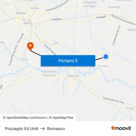 Pozzaglio Ed Uniti to Bornasco map