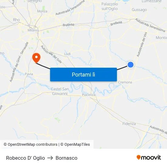 Robecco D' Oglio to Bornasco map
