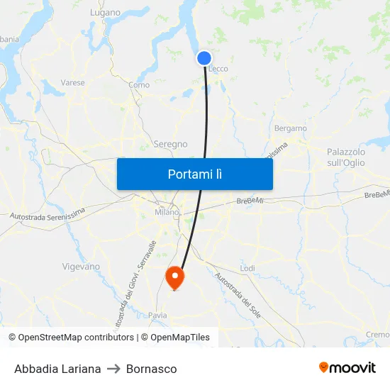 Abbadia Lariana to Bornasco map