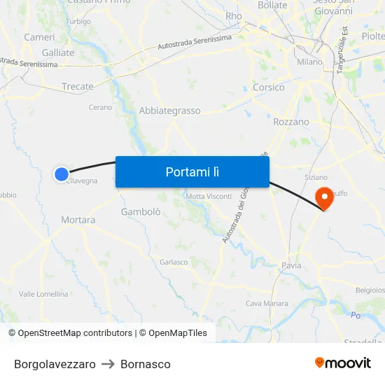 Borgolavezzaro to Bornasco map