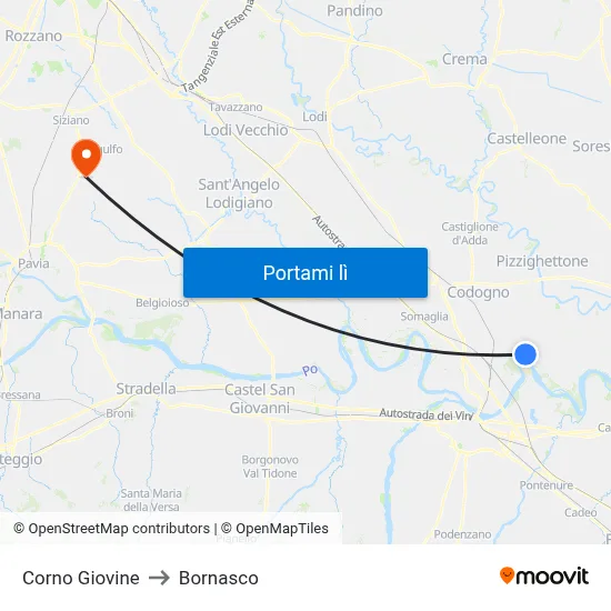Corno Giovine to Bornasco map